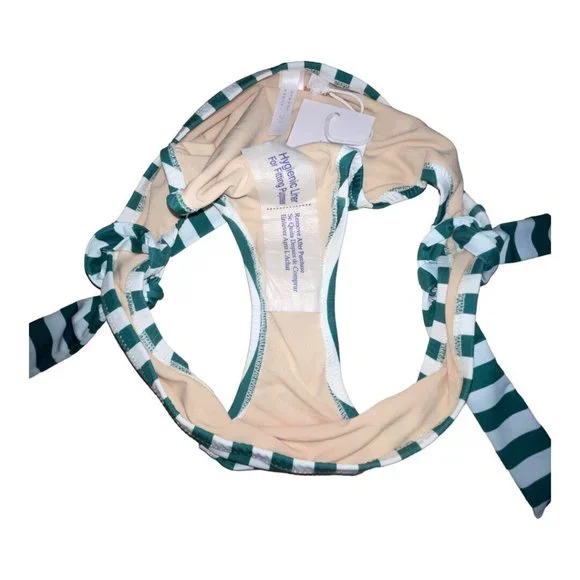 LC Lauren Conrad Juniors Striped Hipster Bikini Swim Bottom XS Green White NWT - Picture 8 of 8